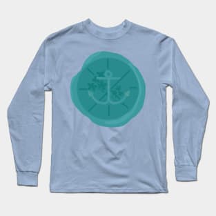 Wax Seal with Anchor and Orchids Long Sleeve T-Shirt